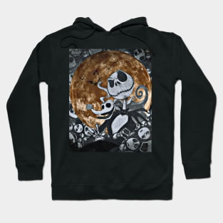 Halloween aesthetics moon Jack Skellington black orange Hoodie